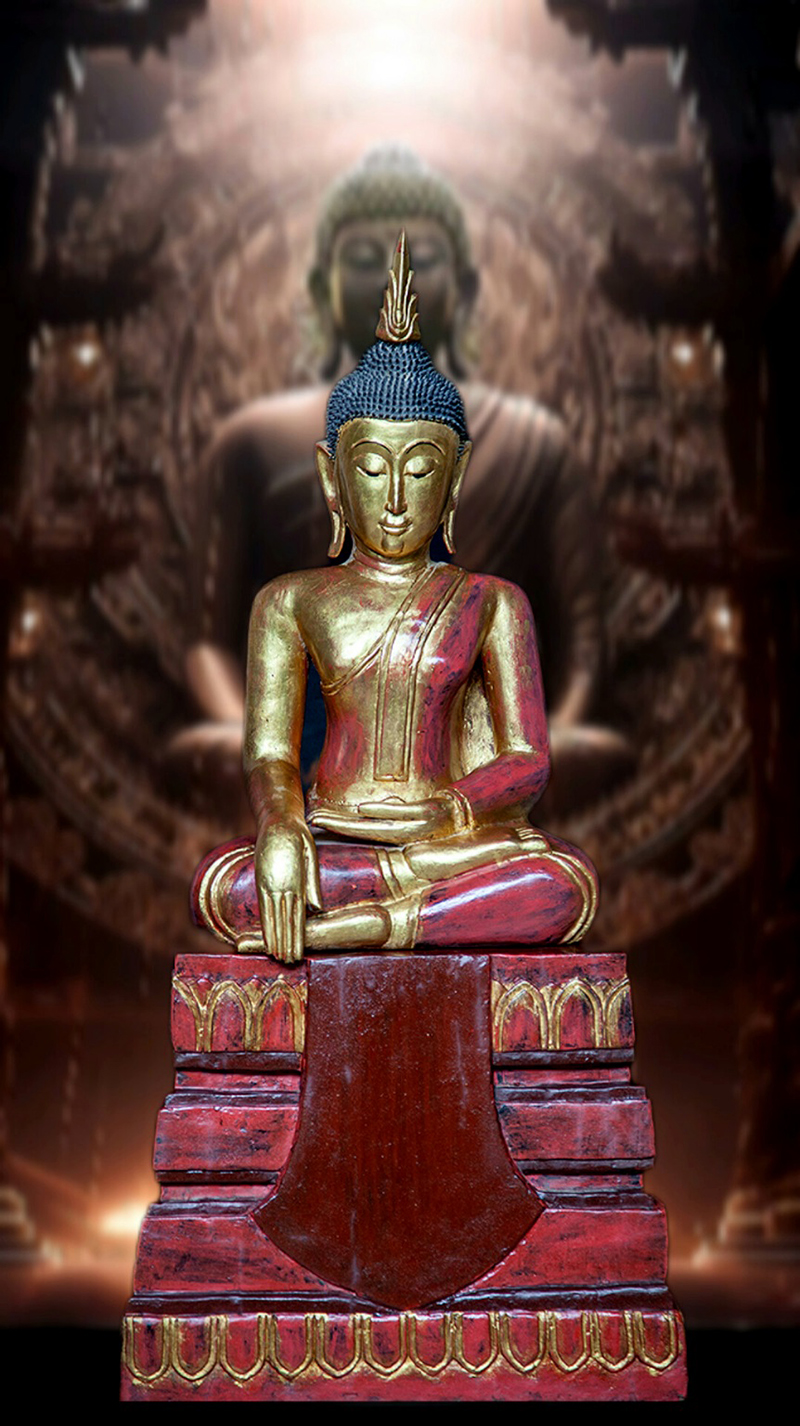 Extremely Rare Early 18C Wood Standing Laos Buddha #DW054